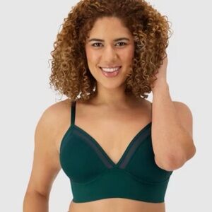 Maidenform Mesh Trim Basically Sexy Triangle Bralette‎ Bra Sz L NWT Evergreen